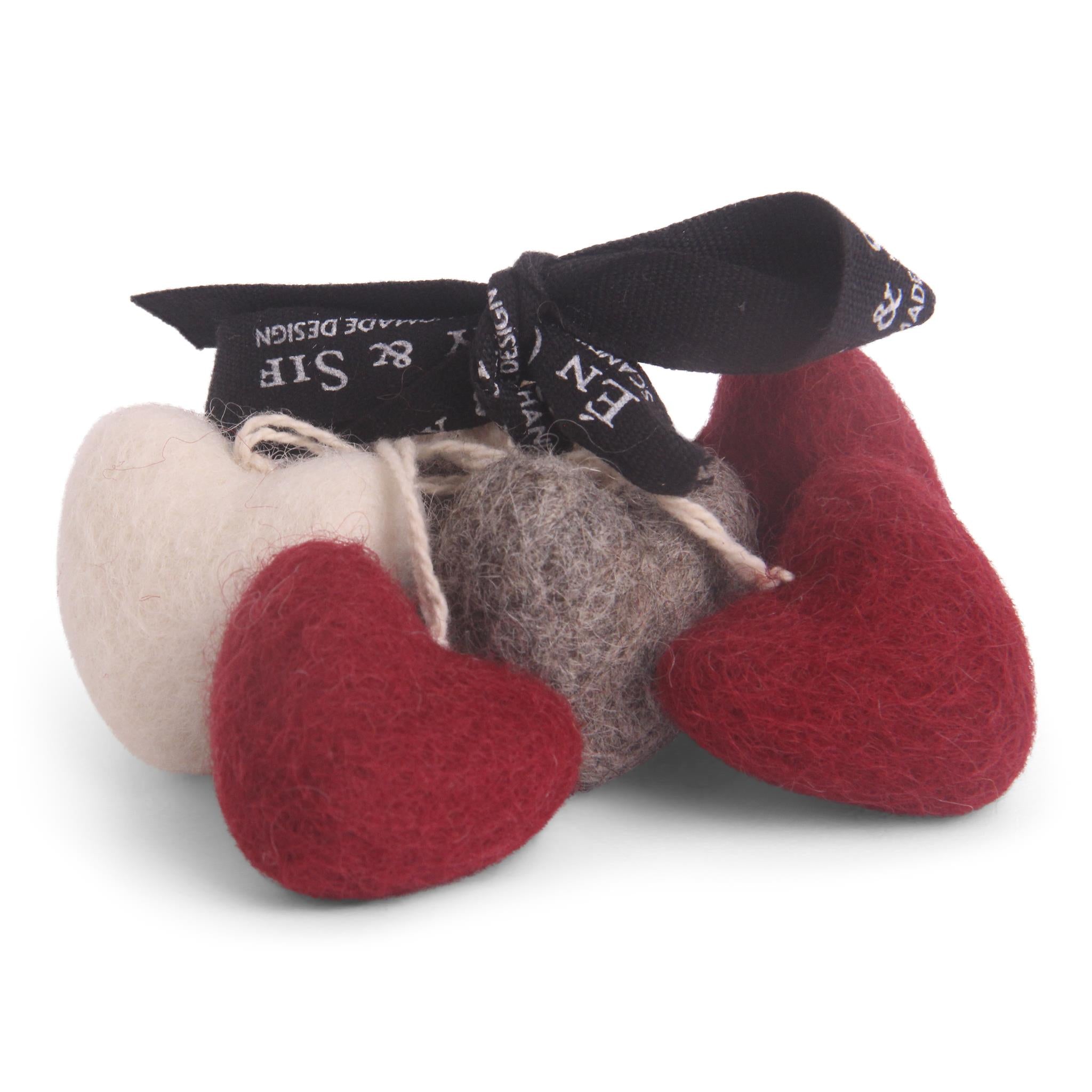 Felt Christmas Tree Decoration - Mini Hearts (Set of 6)